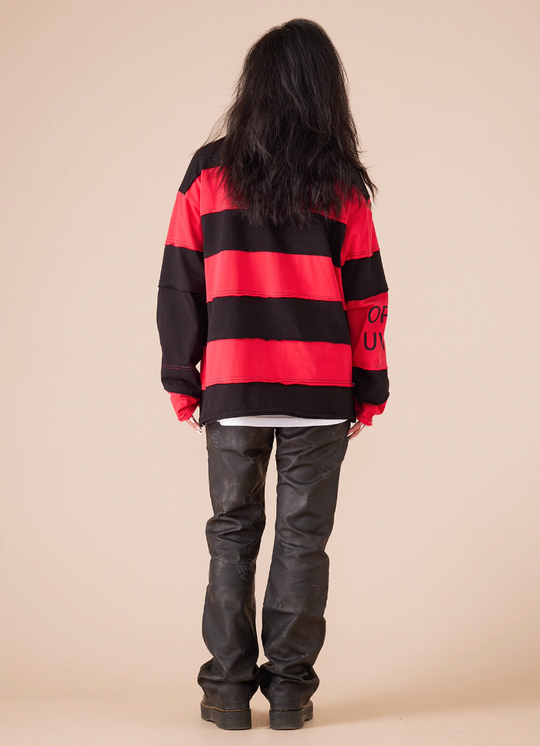 EVILKNIGHT(EK) Stripe Irregular Cross Logo Fake Two Piece Tee