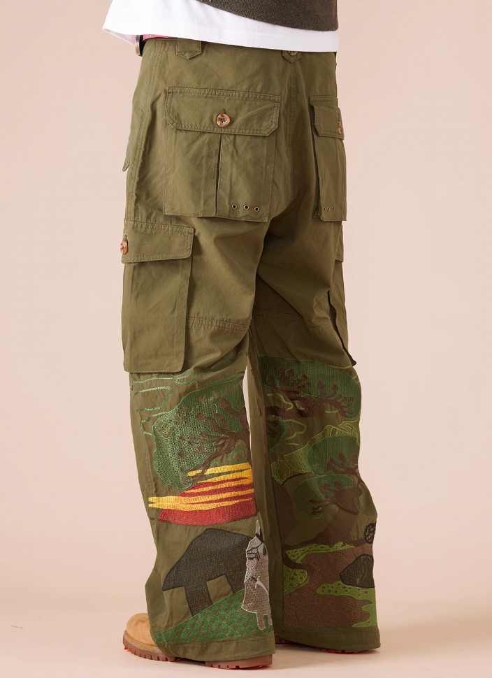 EVILKNIGHT(EK) Knight Heavy Embroidery Craft Pockets Work Cargo Pants