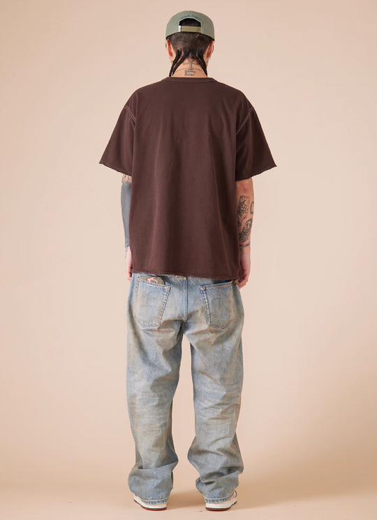 EVILKNIGHT(EK) Customized Rivets Dirty Wash Holes Denim Jeans