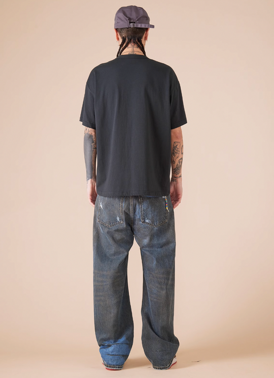 EVILKNIGHT(EK) Customized Peach Heart Dirty Wash Denim Jeans