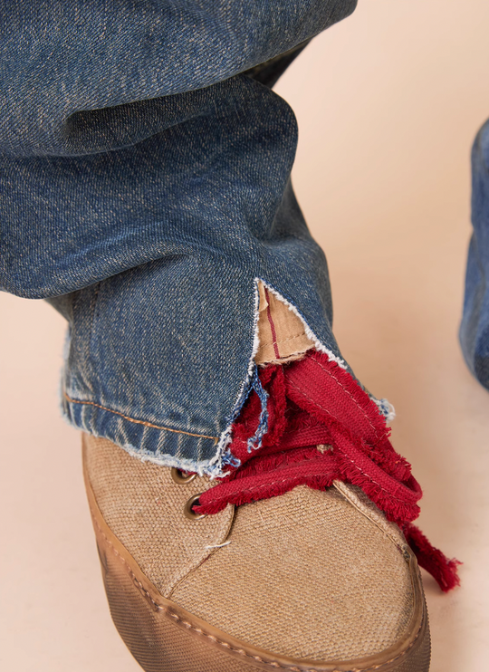 EVILKNIGHT(EK) Customized Peach Heart Dirty Wash Denim Jeans