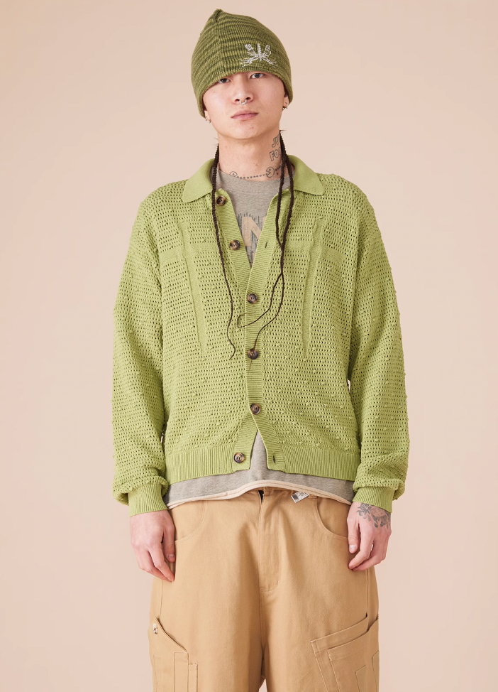 EVILKNIGHT(EK) Polka Dot Openwork Cross Knight Jumpers Cardigan