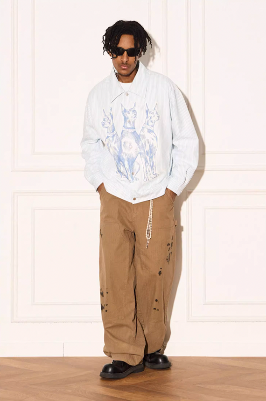 EMPTY REFERENCE Mottled Sketch Doberman Striped Jacket