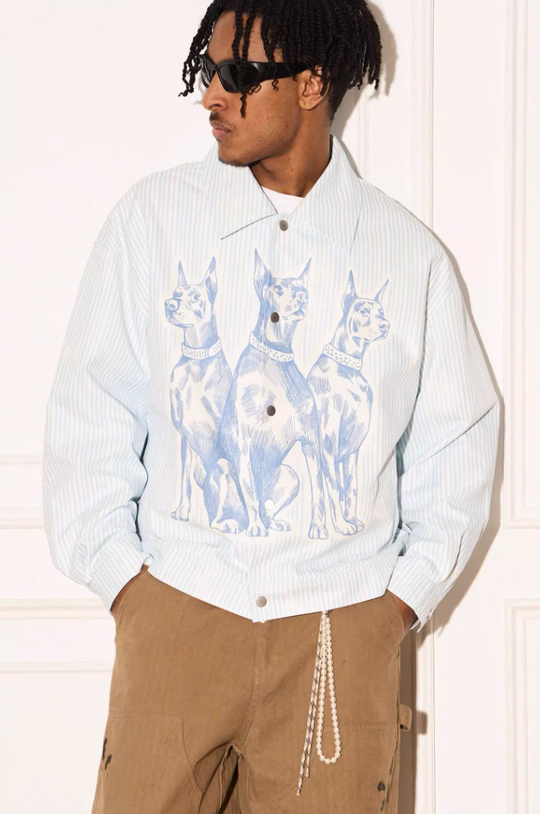 EMPTY REFERENCE Mottled Sketch Doberman Striped Jacket