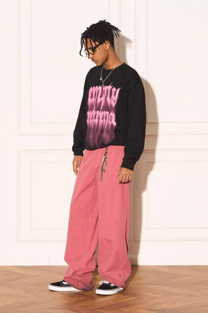 EMPTY REFERENCE Pink Hang Dye Splash Ink Work Pants