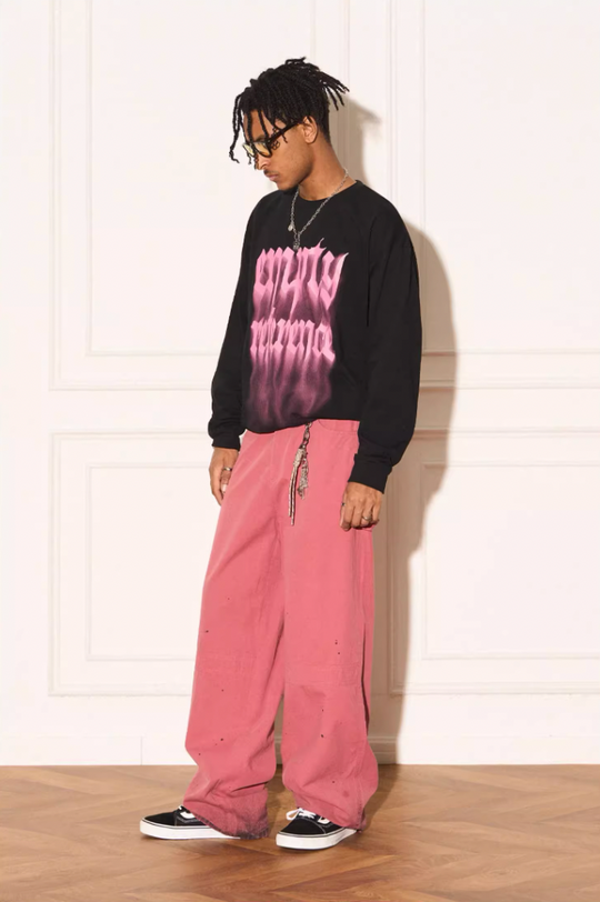 EMPTY REFERENCE Pink Hang Dye Splash Ink Work Pants
