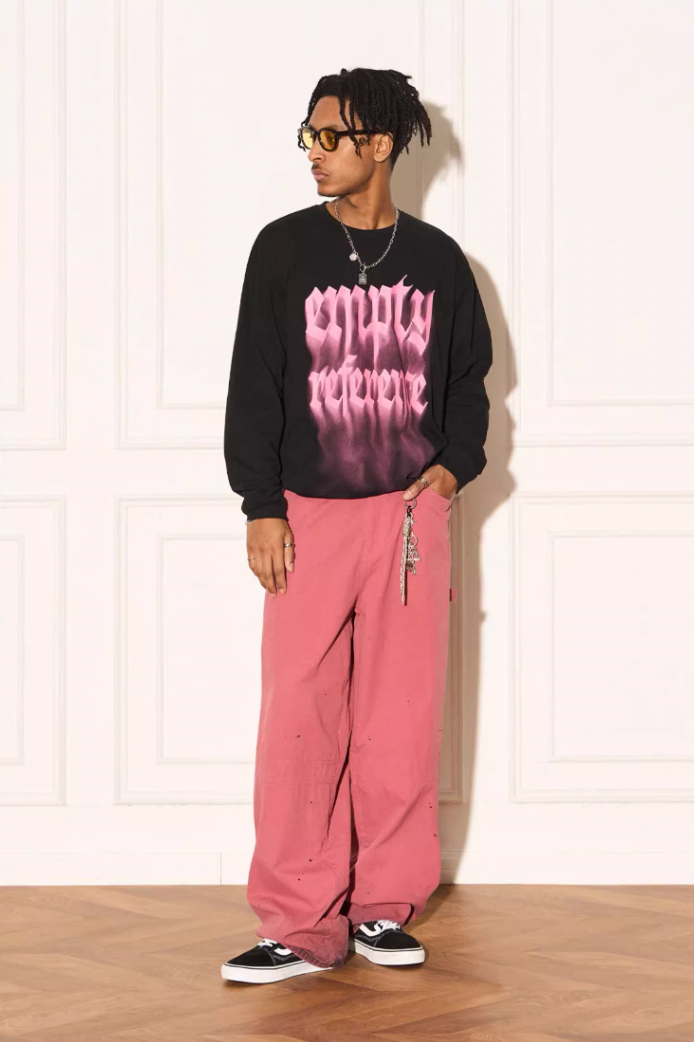 EMPTY REFERENCE Pink Hang Dye Splash Ink Work Pants