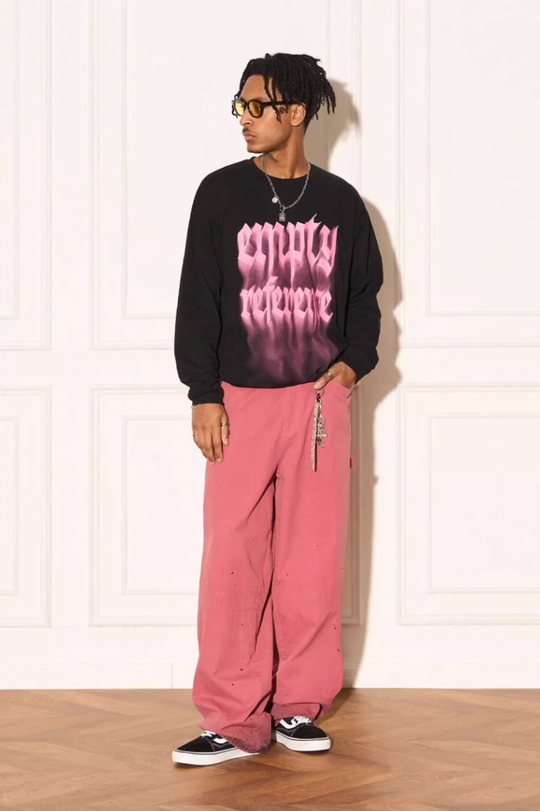 EMPTY REFERENCE Pink Hang Dye Splash Ink Work Pants