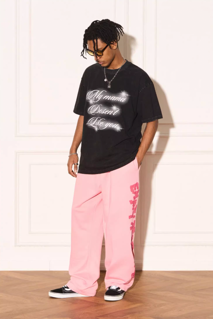 EMPTY REFERENCE Pink Distressed Logo Sweatpants