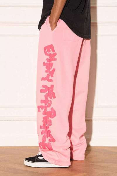 EMPTY REFERENCE Pink Distressed Logo Sweatpants