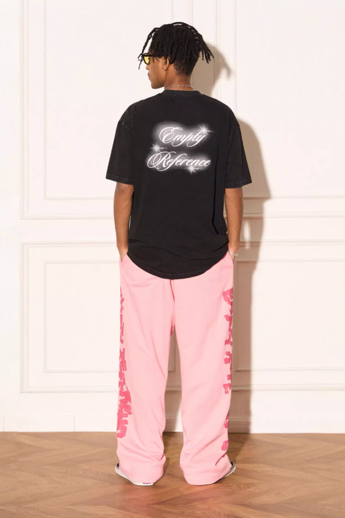 EMPTY REFERENCE Pink Distressed Logo Sweatpants