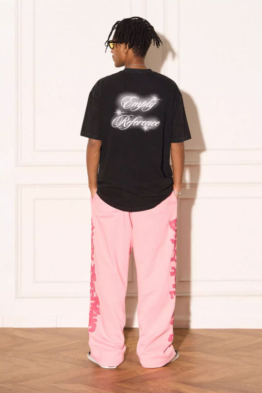 EMPTY REFERENCE Pink Distressed Logo Sweatpants