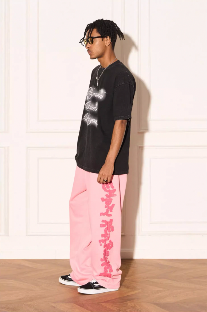 EMPTY REFERENCE Pink Distressed Logo Sweatpants