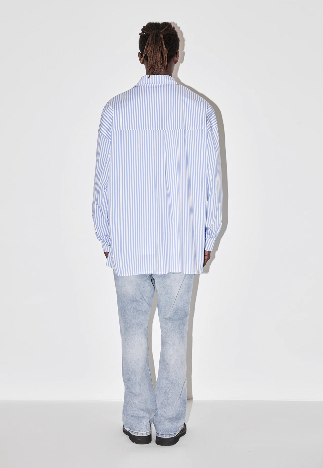 EMPTY REFERENCE Striped Patchwork Long Sleeve Shirt