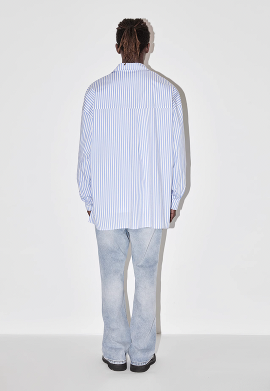 EMPTY REFERENCE Striped Patchwork Long Sleeve Shirt