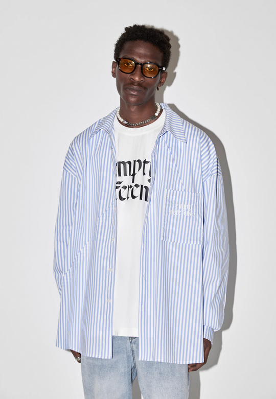 EMPTY REFERENCE Striped Patchwork Long Sleeve Shirt