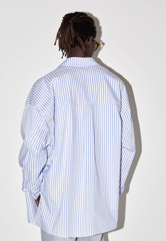 EMPTY REFERENCE Striped Patchwork Long Sleeve Shirt