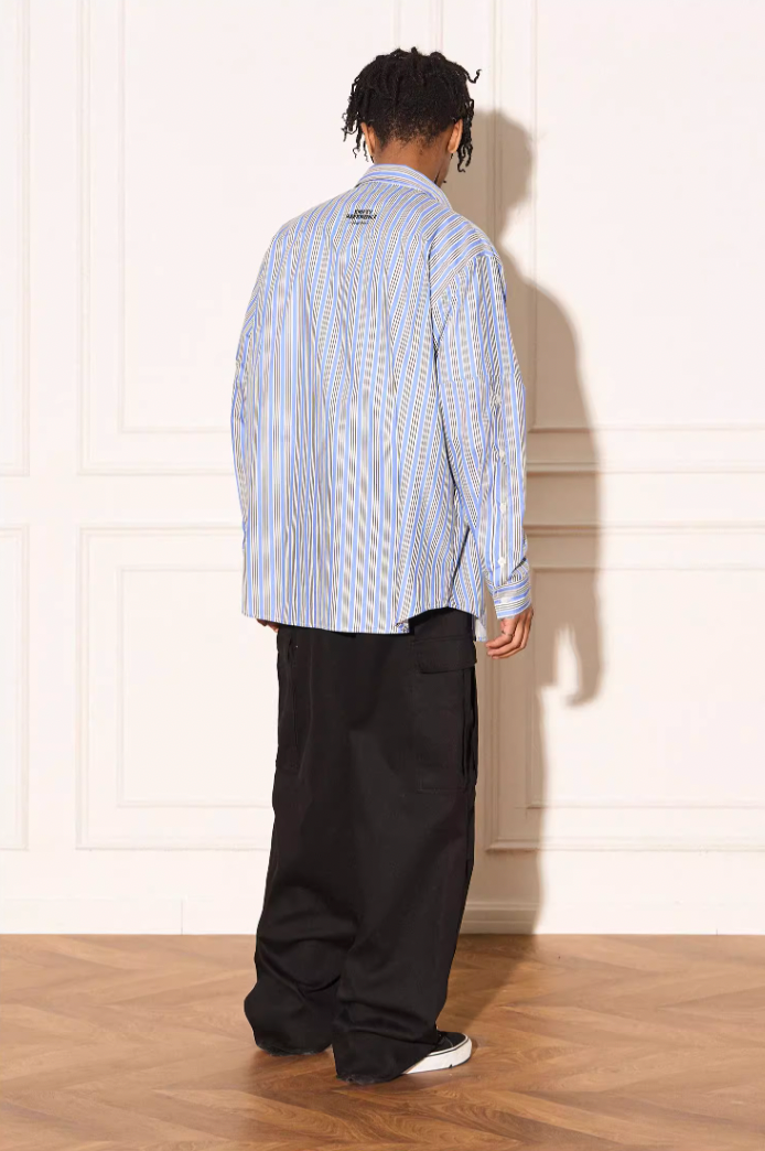 EMPTY REFERENCE Structured Stripe Long Sleeve Shirt