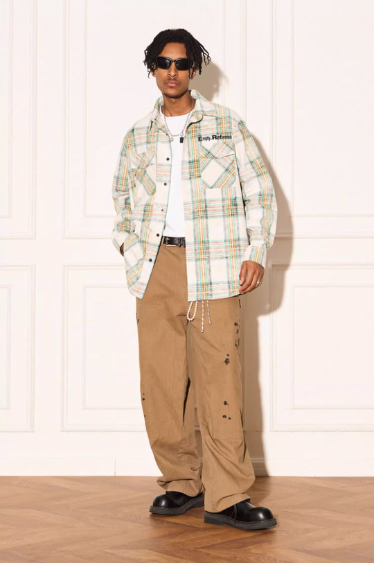 EMPTY REFERENCE Checkered Sandblasted Long Sleeved Shirt