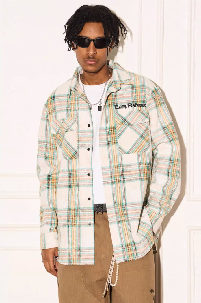 EMPTY REFERENCE Checkered Sandblasted Long Sleeved Shirt