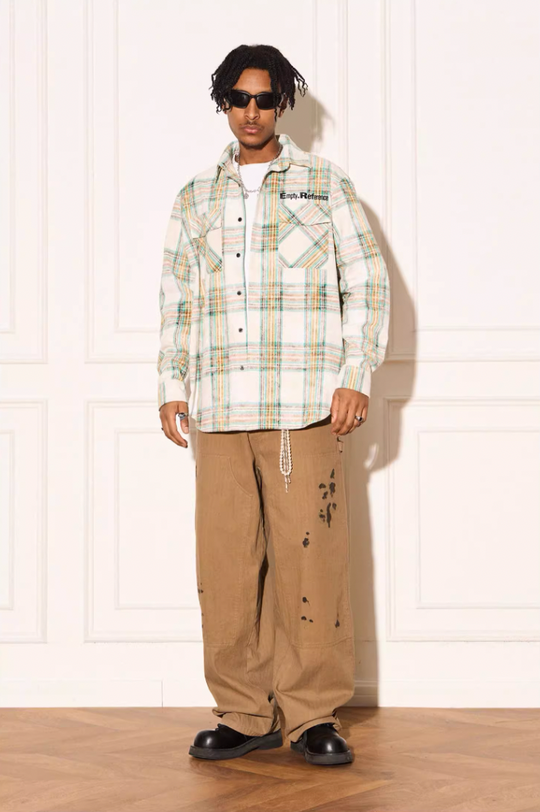 EMPTY REFERENCE Checkered Sandblasted Long Sleeved Shirt