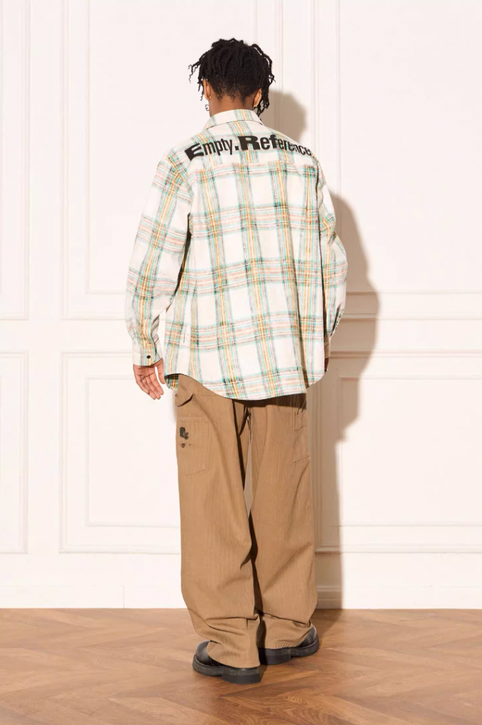 EMPTY REFERENCE Checkered Sandblasted Long Sleeved Shirt