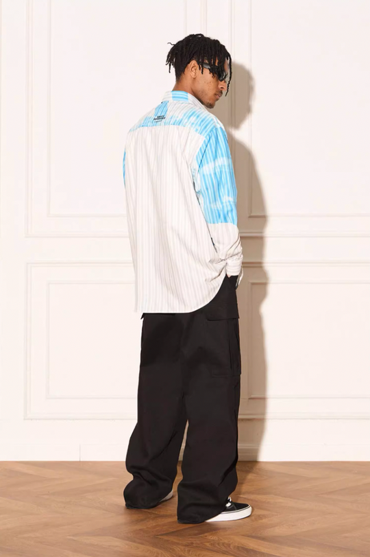 EMPTY REFERENCE Love Movie Stripe Irregular Print Long Sleeve Shirt