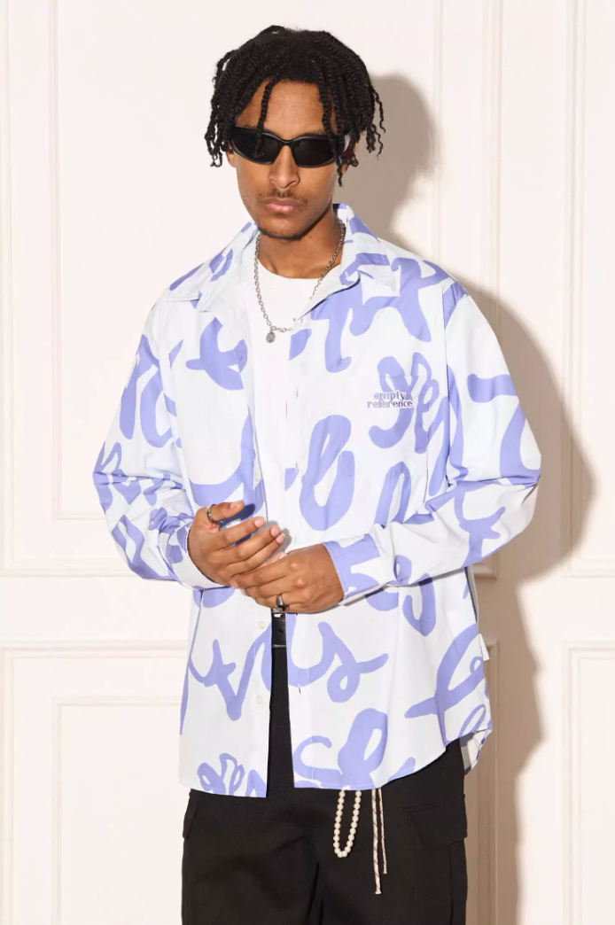 EMPTY REFERENCE Text Full Print Long Sleeve Shirt