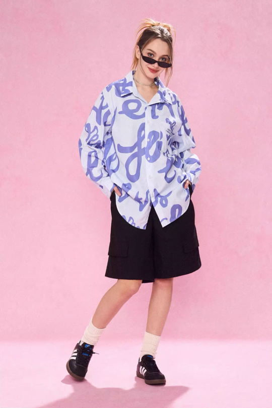 EMPTY REFERENCE Text Full Print Long Sleeve Shirt