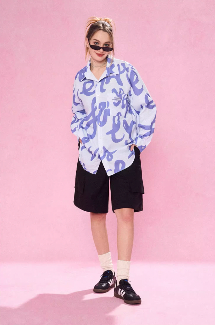 EMPTY REFERENCE Text Full Print Long Sleeve Shirt