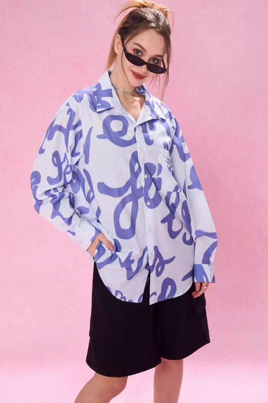 EMPTY REFERENCE Text Full Print Long Sleeve Shirt