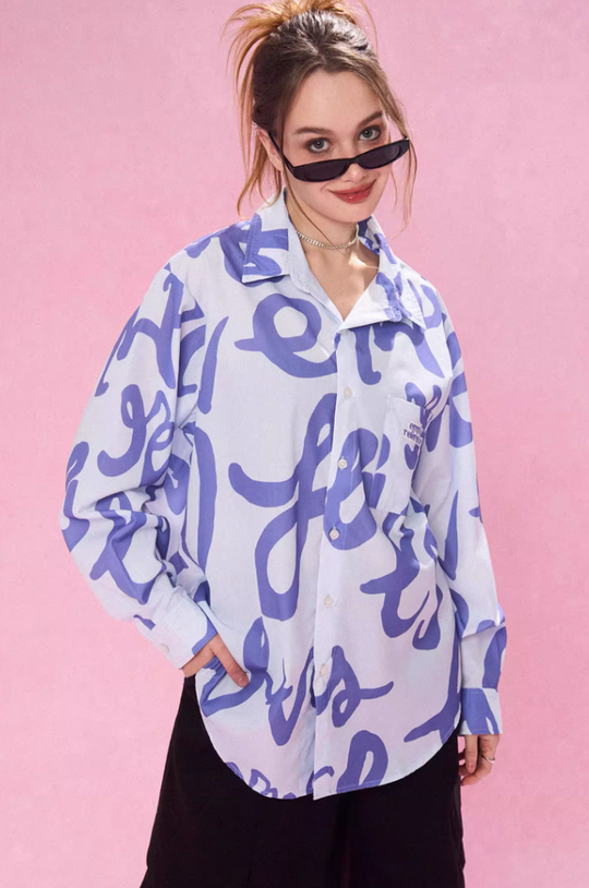 EMPTY REFERENCE Text Full Print Long Sleeve Shirt