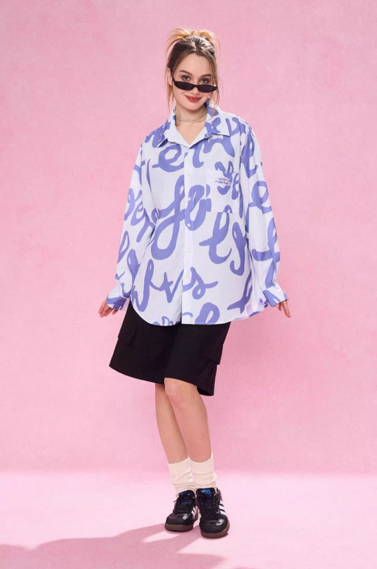 EMPTY REFERENCE Text Full Print Long Sleeve Shirt