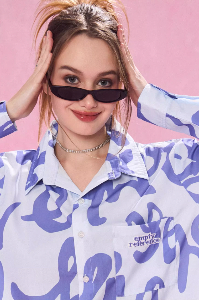 EMPTY REFERENCE Text Full Print Long Sleeve Shirt