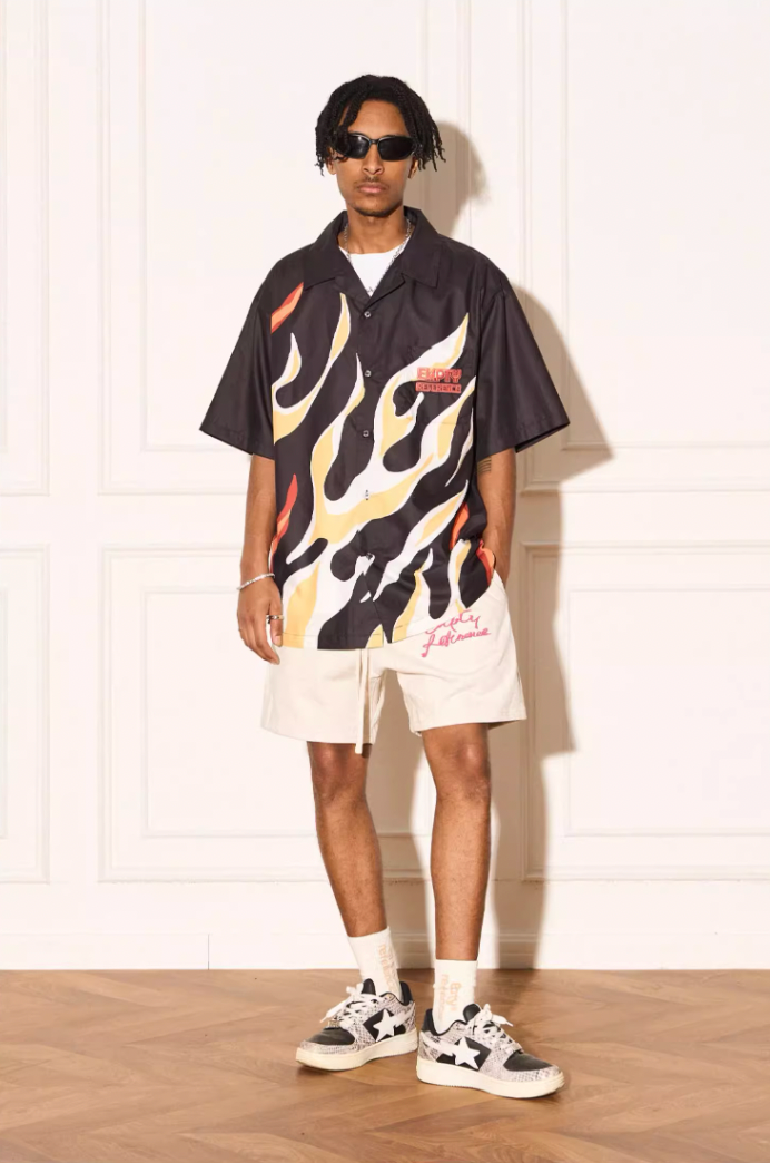 EMPTY REFERENCE Abstract Flame Printed Short Sleeve Shirt