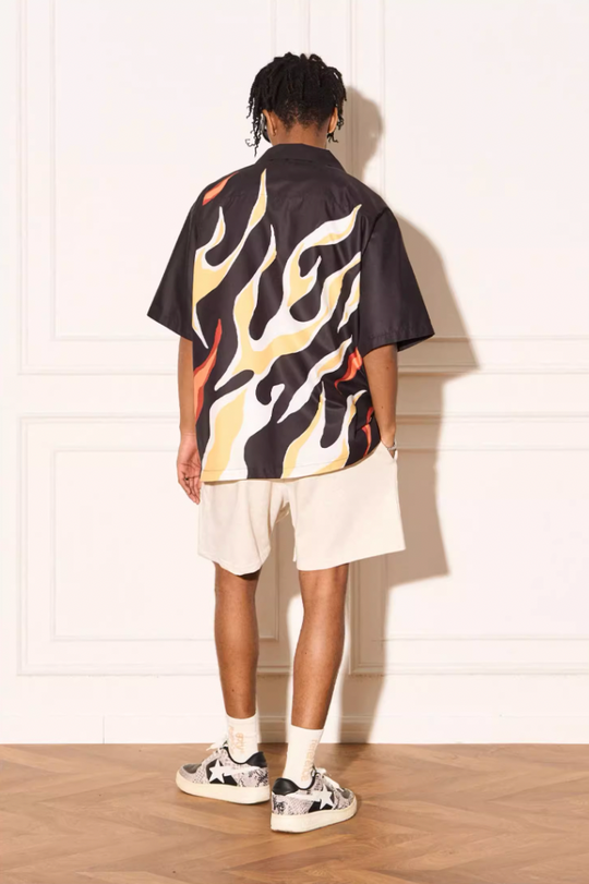 EMPTY REFERENCE Abstract Flame Printed Short Sleeve Shirt