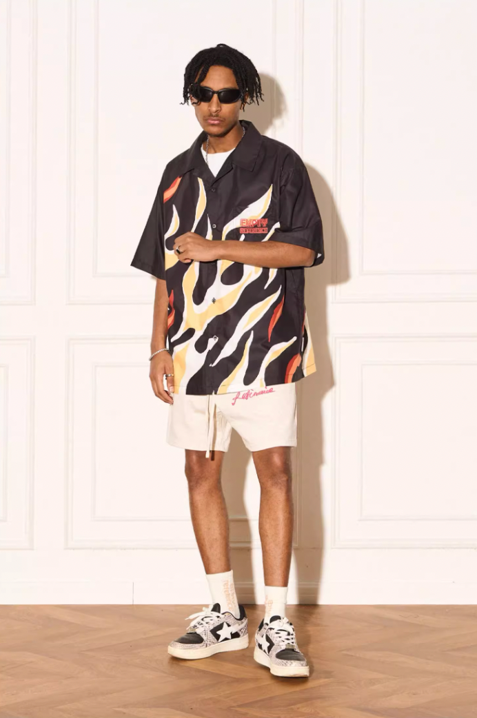 EMPTY REFERENCE Abstract Flame Printed Short Sleeve Shirt