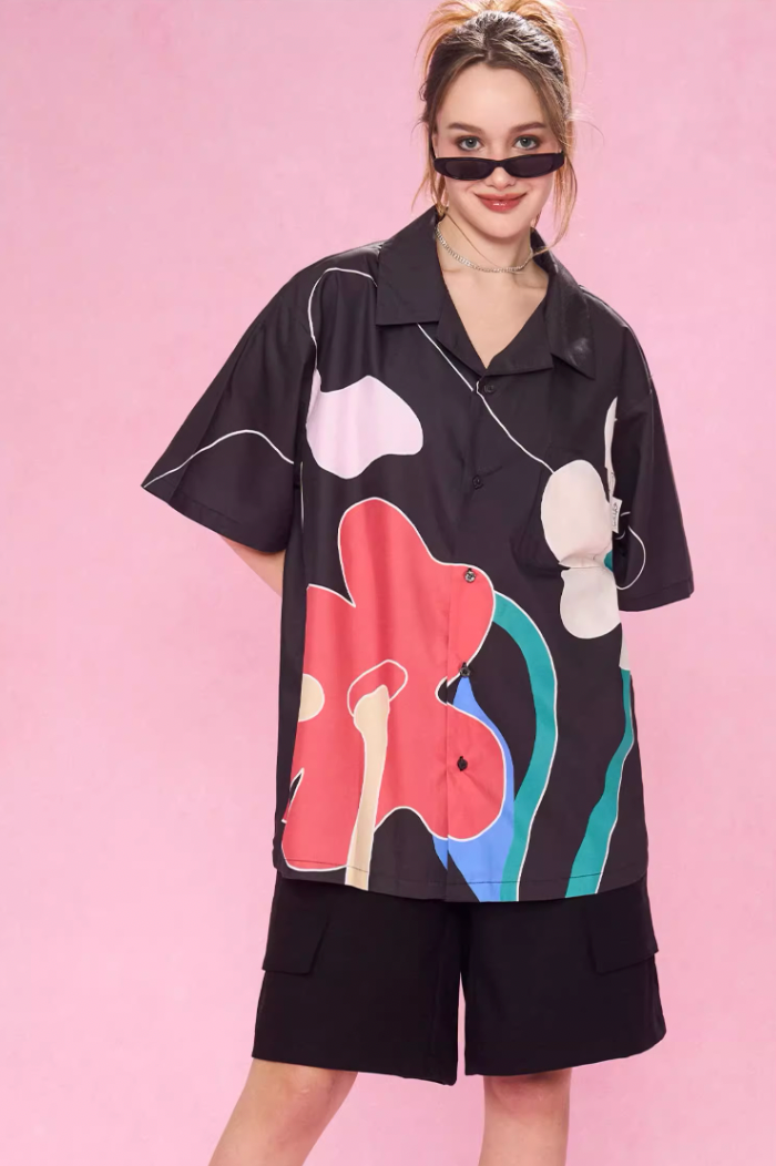 EMPTY REFERENCE Abstract Floral Short Sleeve Shirt