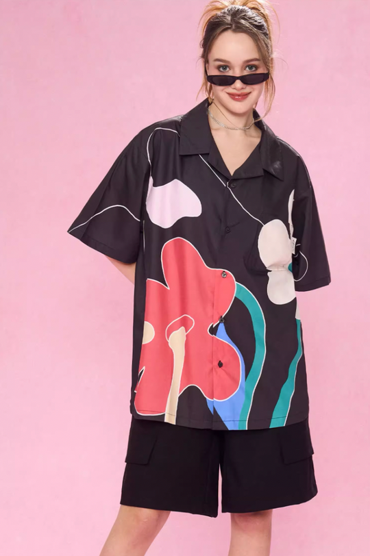EMPTY REFERENCE Abstract Floral Short Sleeve Shirt