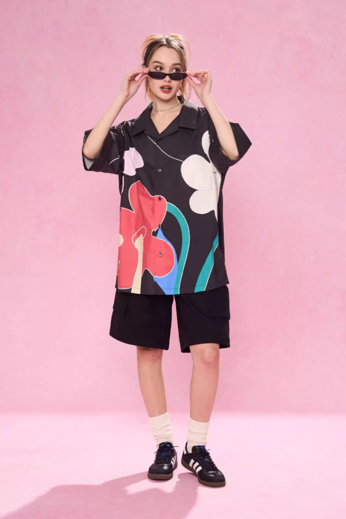 EMPTY REFERENCE Abstract Floral Short Sleeve Shirt