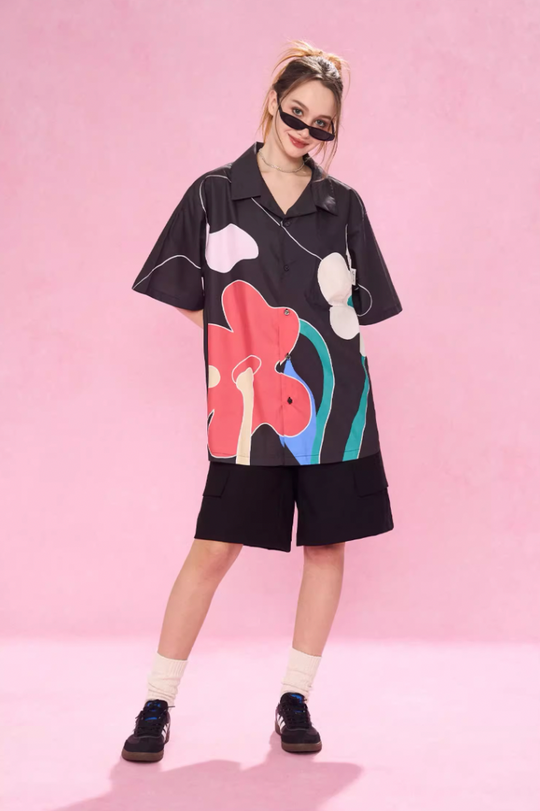 EMPTY REFERENCE Abstract Floral Short Sleeve Shirt