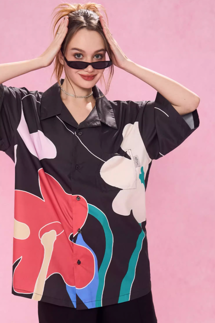EMPTY REFERENCE Abstract Floral Short Sleeve Shirt