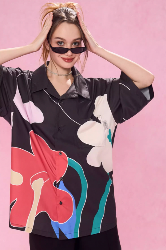 EMPTY REFERENCE Abstract Floral Short Sleeve Shirt