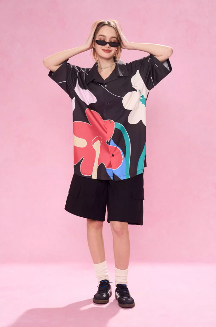 EMPTY REFERENCE Abstract Floral Short Sleeve Shirt