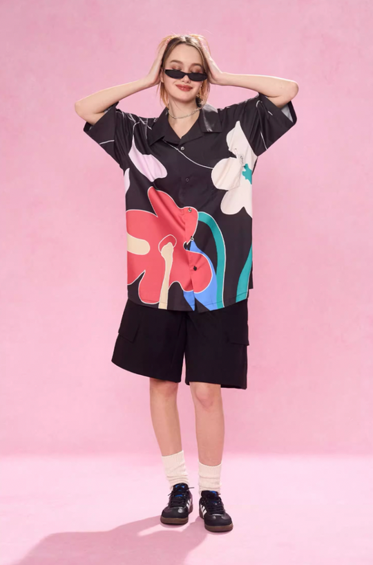 EMPTY REFERENCE Abstract Floral Short Sleeve Shirt