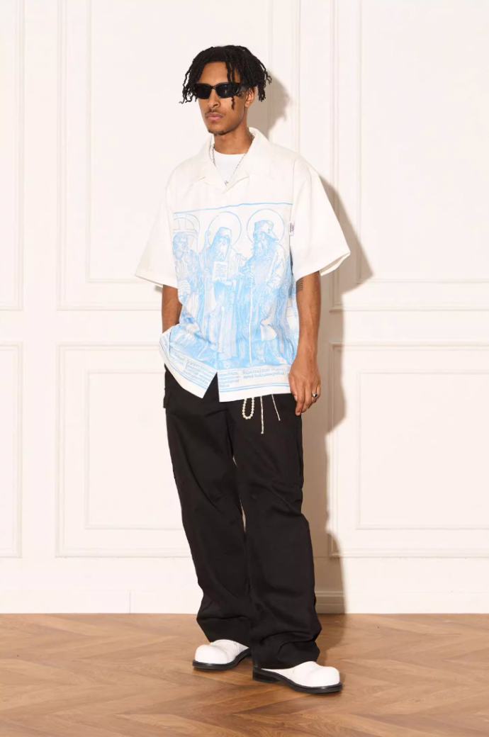 EMPTY REFERENCE Genesis Hand Painted Lines Short Sleeve Shirt