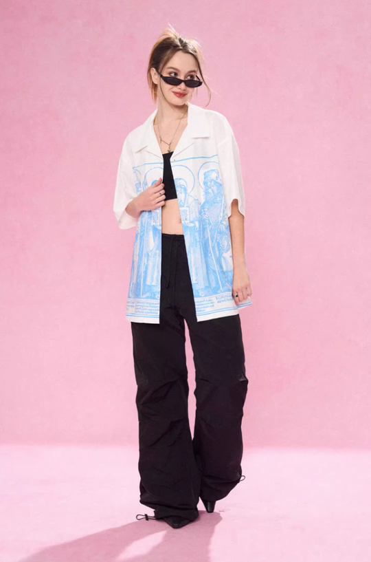 EMPTY REFERENCE Genesis Hand Painted Lines Short Sleeve Shirt