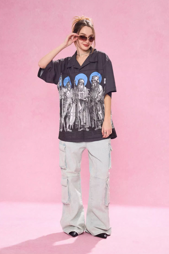 EMPTY REFERENCE Genesis Hand Painted Lines Short Sleeve Shirt