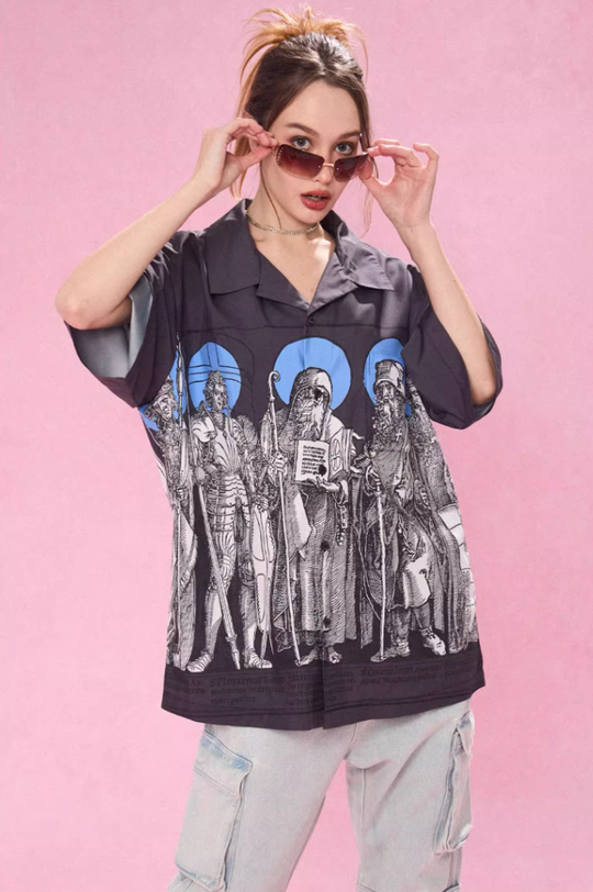 EMPTY REFERENCE Genesis Hand Painted Lines Short Sleeve Shirt