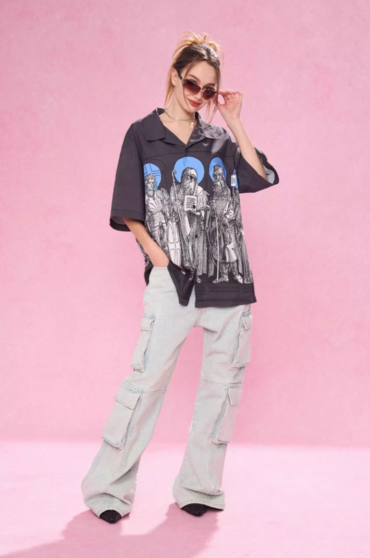 EMPTY REFERENCE Genesis Hand Painted Lines Short Sleeve Shirt